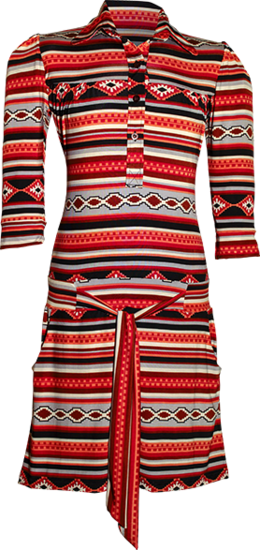 3/4-Arm-Dress American Indian Pattern orange