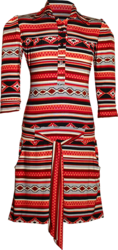 3/4-Arm-Dress American Indian Pattern orange