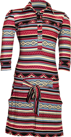 3/4-Arm-Dress American Indian Pattern blue, aubergine