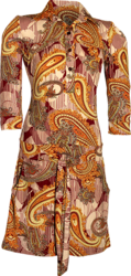 3/4-Arm-Dress Paisley & Stripes creme, bordeaux, orange