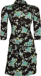 3/4-Arm-Dress Roses black, blue, green